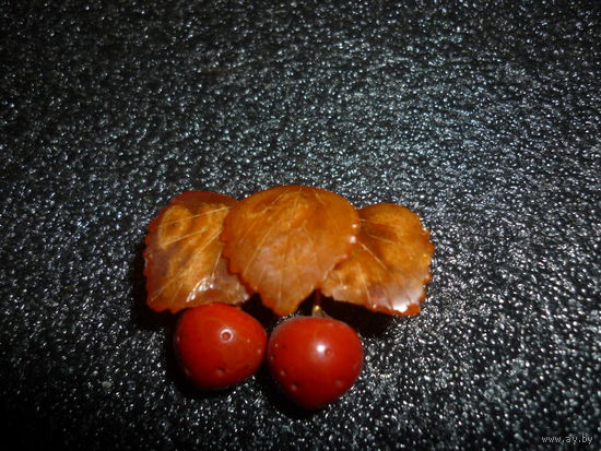 Антикварная Янтарная Брошь Клубнички Кенигсберг 20-ые гг. Очень Редкая RRR