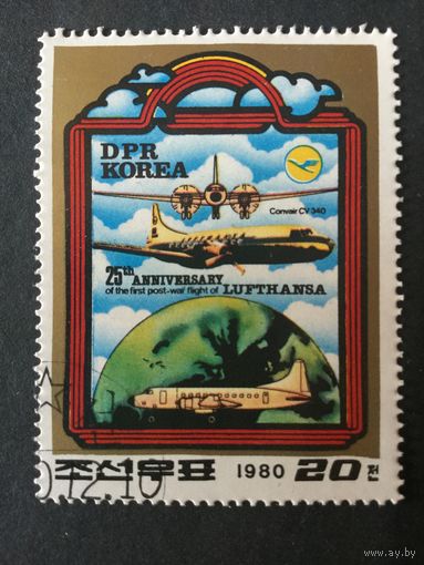 25 лет восстановления полетов Люфганза. КНДР,1980, марка