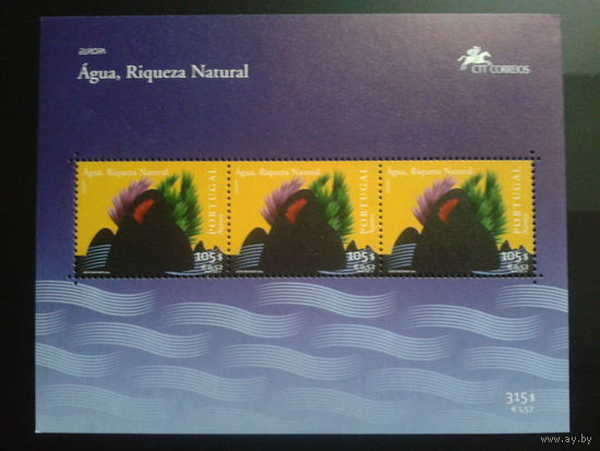 Азоры 2001 Европа, вода, морская флора** Блок Михель-6,0 евро