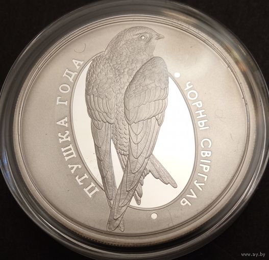 Чёрный стриж. Серебро 10 рублей. Республика Беларусь 2012 г.