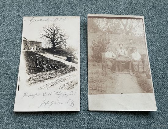 Фотооткрытки 1 Мировая война / Немецкие солдаты и офицеры на позициях и на отдыхе, подписана 16.05.1918
