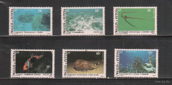 Уоллис и Футуна-1981(Мих.390-395) , ** ,  Морская фауна, Рыбы, Раковины(полная серия)
