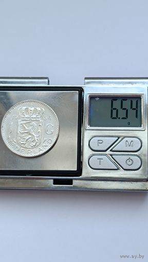 1 гульден  1964 года Нидерланды - Юлиана. Серебро 720. Монета не чищена. 936
