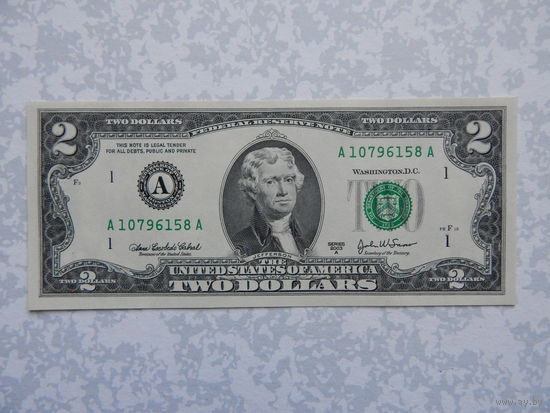 США 2 доллара 2003г.UNC (из пачки).