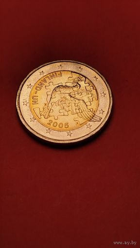 2 Евро 2005. Финляндии. 60 лет ООН и 50 лет членству Финляндии в ООН. С рубля. (08)