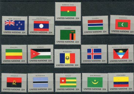 США. ООН Нью Йорк. Флаги стран членов ООН. Выпуск 1986