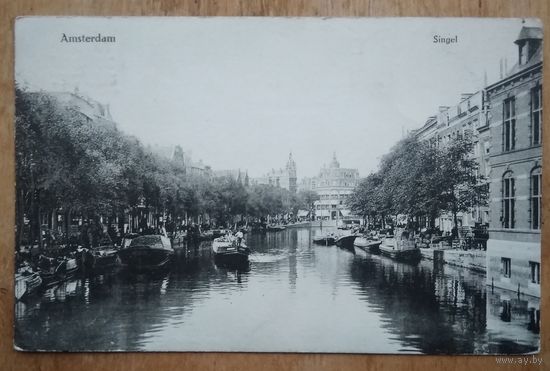Старинная открытка. Амстердам. Подписана.