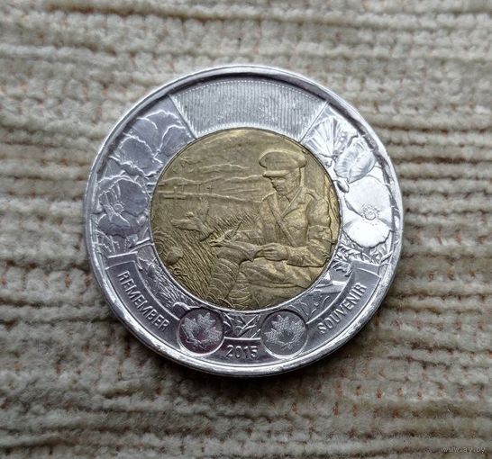 Werty71 Канада 2 доллара 2015 г 100 лет стихотворению На полях Фландрии