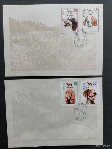 Польша 1989 Три КПД с полной серией марок "Собаки" (спецгашение) Mi.3197-3202 каталог 1.70 евро