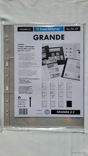 Leuchtturm C3 Grand Листы для банкнот на 3 ячейки! Целая пачка 5 шт! Германия, Лёйхтурм, Leuchtturm! ВОЗМОЖЕН ОБМЕН!