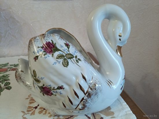Ваза Лебедь, конфетница, фарфор, винтаж
