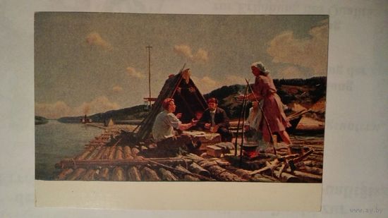 Соцреализм 1952. Ромас. На плоту