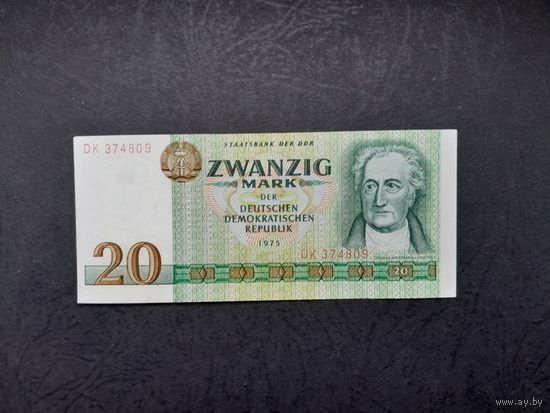 20 марок 1975 года. ГДР.  aUNC. Распродажа.