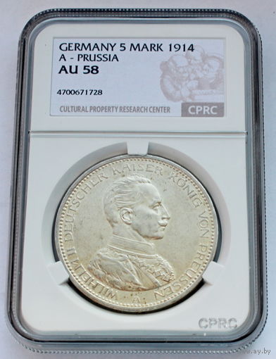 ГЕРМАНИЯ ПРУССИЯ 5 марок 1914 год "ВИЛЬГЕЛЬМ II" (серебро)