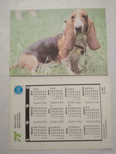 Карманный календарик. Собака.1993 год