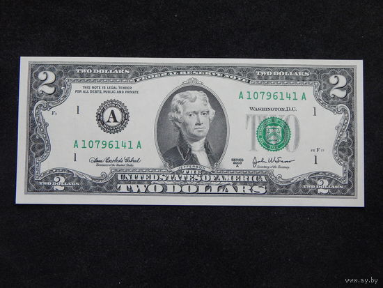 США 2 доллара 2003г.UNC (из пачки).