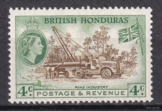 75.BrKCI. Великобритания. Колонии. Британский Гондурас. Местные мотивы. Елизавета II. 1953 г. 4C. Mi.#144A.