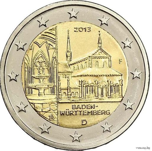 2 евро 2013 Германия Монастырь Маульбронн, Баден-Вюртемберг дворы A G F D J UNC из ролла на выбор