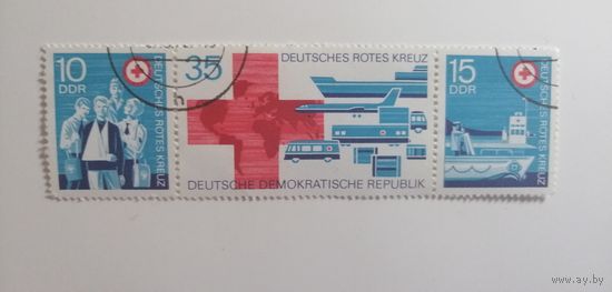 ГДР 1972. Красный крест. Сцепка. Полная серия