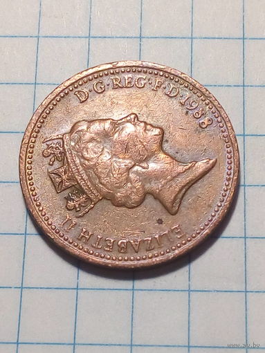 1 пенни Великобритания 1988 год