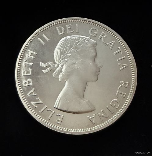 1 доллар 1961 г.  Каноэ. Канада.  Елизавета 2 . Серебро.