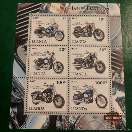Луанда 2017. Мотоциклы Harley Davidson. Малый лист