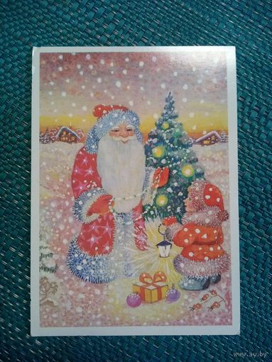 Открытка. С новым годом! Художник О. Макарова. 1988 год.