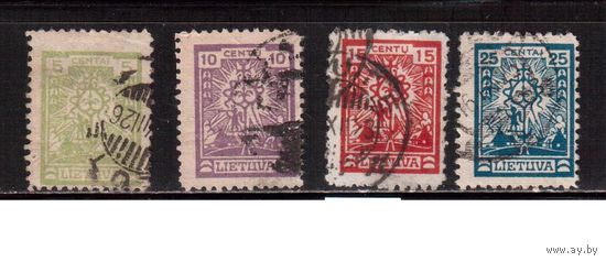 Литва-1923 (Мих.216-219)  гаш. , без ВЗ  , Стандарт, Крест,(полная серия)