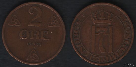 Норвегия km371 2 эре 1935 год (nf01 ТОРГ