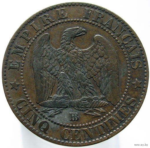 1к Франция 5 сантимов 1854 ВВ ТОРГ уместен  F.116-20 (399) распродажа коллекции