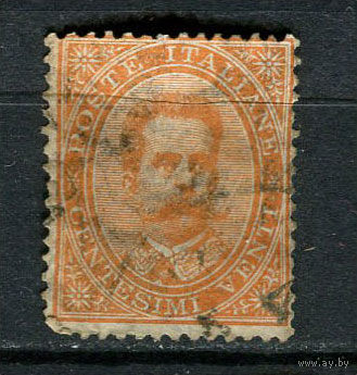 Королевство Италия - 1879 - Король Умберто I 20С - [Mi.39A] - 1 марка. Гашеная.  (Лот 57FP)-T25P25