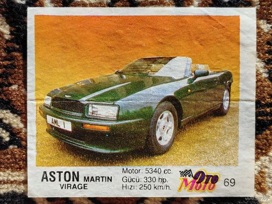 Вкладыш Oto Moto, номер 69, Aston Martin Virage. Возможен небольшой торг.