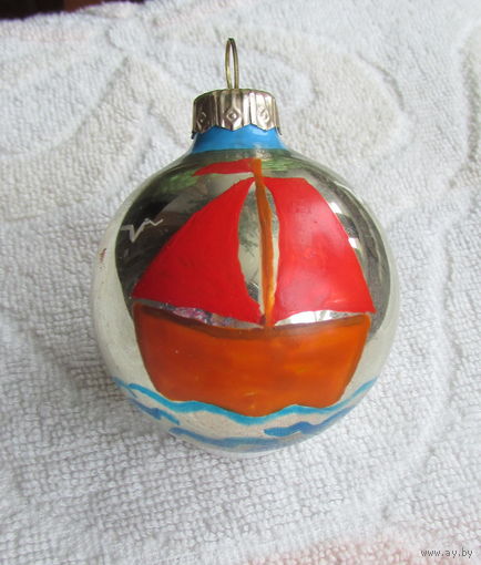 Елочная игрушка, шарик "Алые паруса",  диам. 6 см