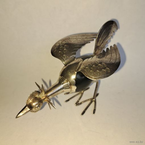 Статуэтка Петух. Серебро Агат. 925 пр.