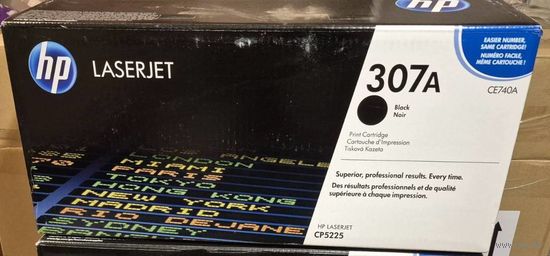 Оригинальный картридж HP 307A (CE740A) для лазерного принтера. Черный цвет. Отработанный один раз, пустой. Совместим с принтерами HP Сolor LaserJet CP5225.
