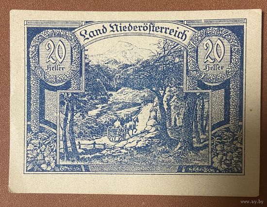 Нотгельд Австрия Ниедестерейх , 20 геллеров 1920 год