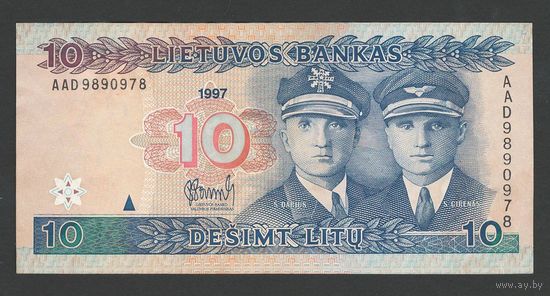 Литва 10 лит 1997 года. Тип Р-59. Состояние XF+