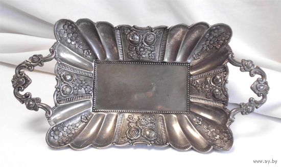 Визитница Поднос для визиток 30 х 15 см Серебрение 02