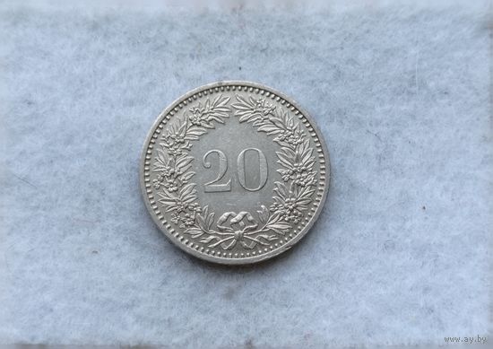 Werty71 Швейцария 20 раппенов 1985 рапп