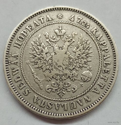 Финляндия 2 марки серебро 1874г S