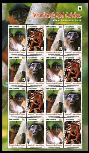 2016 Гамбия 7331-7334+7331II-7334IIZB WWF - Обезьяны 64,00 евро