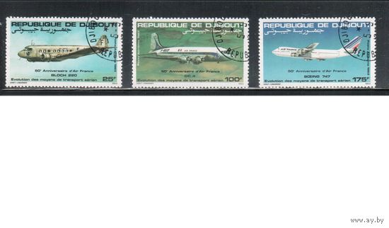 Джибути-1983 (Мих.363-365) гаш.  , Авиация, Самолеты(полная серия)