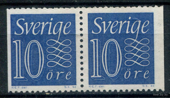 Швеция - 1957/62г. - цифры, 10 Ore - 2 марки - сцепка - MNH. Без МЦ!