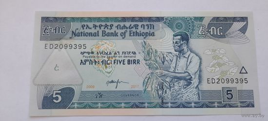 Эфиопия 5 бырр 2017 года UNC