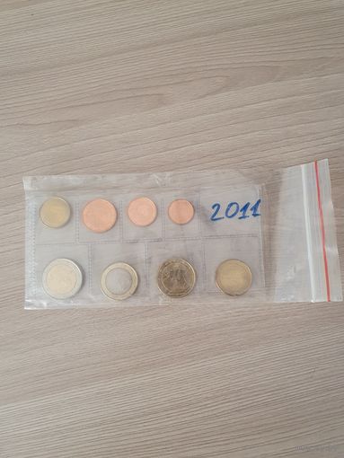 Эстония 2011 год. 1, 2, 5, 10, 20, 50 евроцентов, 1, 2 евро.