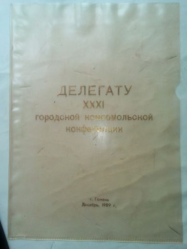 ФАЙЛ"ДЕЛЕГАТУ КОМСОМОЛСКОЙ КОНФЕРЕНЦИИ" 1989 год СССР
