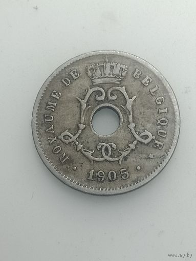Бельгия 5 сантимов 1905 года . Надпись на Французском языке  , BELGIQUE .