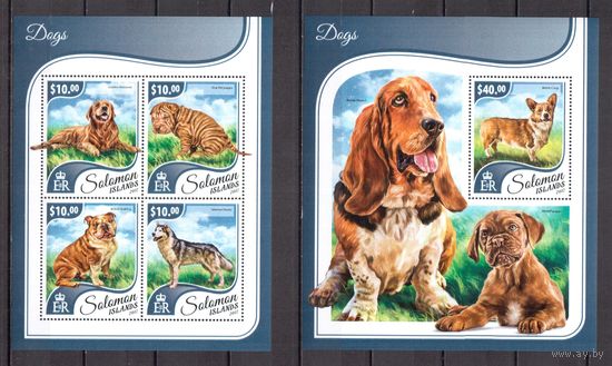 Соломоновы острова 2017 Фауна домашние собаки - 1 лист + 1 блок MNH**