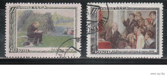 СССР-1951, (Заг.1509-1510) гаш.(с клеем), 27-год. смерти Ленина