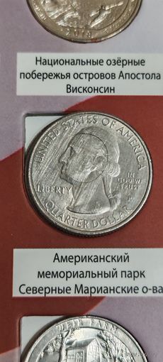 США. 25 центов (квотер) Американский мемориальный парк Северные Марианские острова 2019